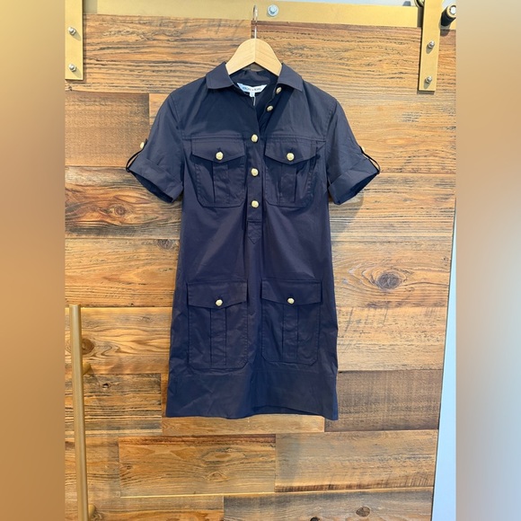 Veronica Beard Blue Lucca Cotton Sheath Mini Dress with Polo Collar - Picture 5 of 12